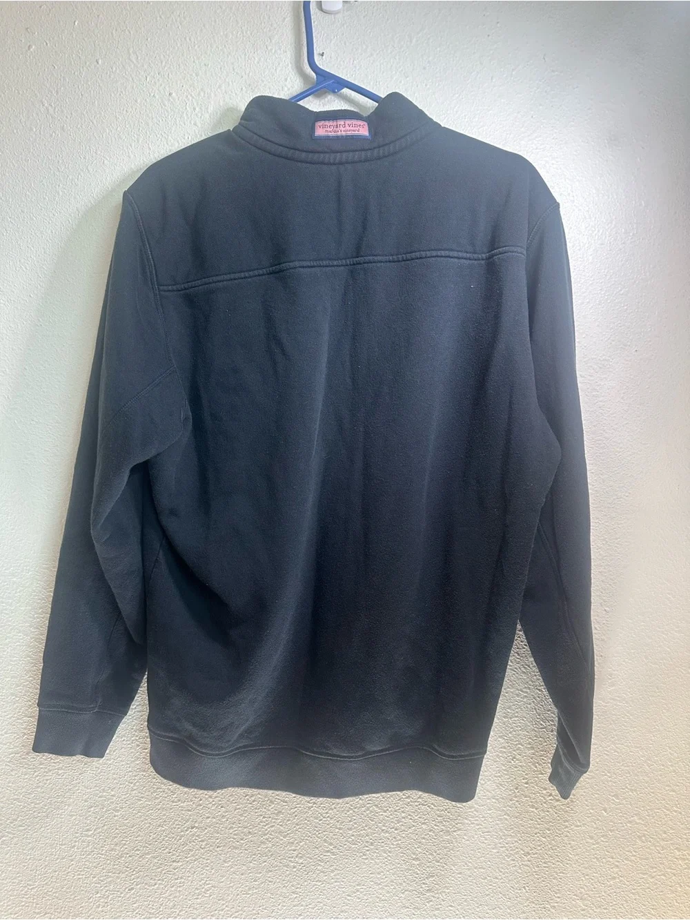 Vineyard Vines Black Quarter-Zip Pullover with Pink Logo Patch